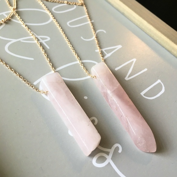Quartz Stone Crystal Blush Pink Layered Necklace - Picture 5 of 12